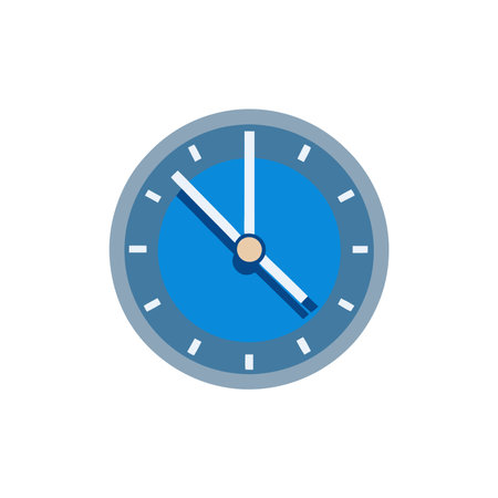 Clock vector flat illustration, isolated on a white background. Simple and clean design, perfect for...