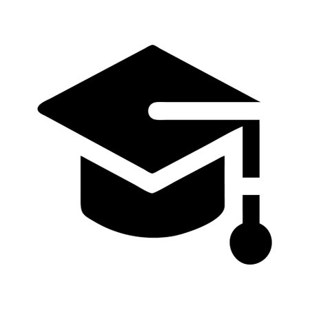 Graduation cap icon. Simple black symbol on white background. Flat style.のイラスト素材