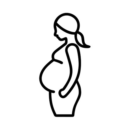 pregnant woman silhouette icon over white background, line style, vector illustrationのイラスト素材