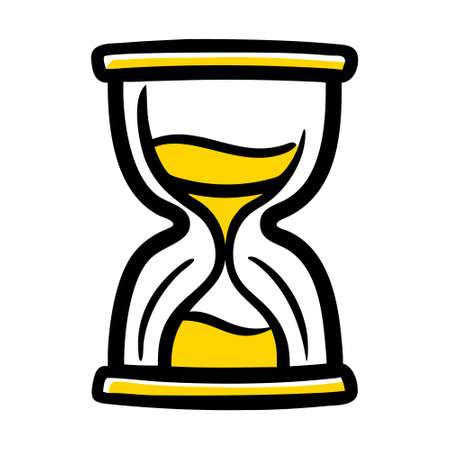 Hourglass icon in doodle style isolated on white background. Vector illustration.