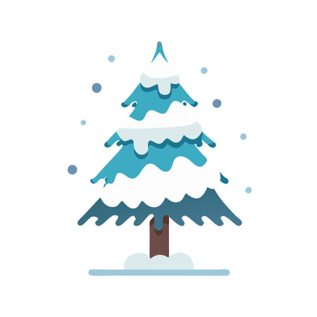 Icon of a tree dusted with snow, ideal for winter and nature themes.のイラスト素材