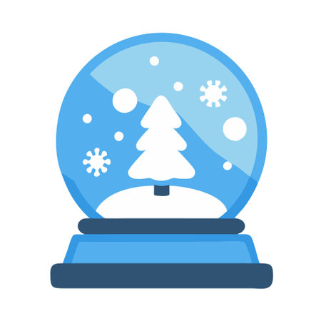Minimalist snow globe icon with a tree inside, perfect for winter themes.のイラスト素材