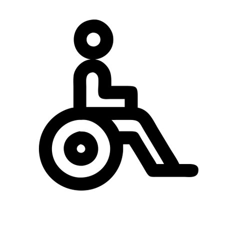 Icon of a wheelchair, symbolizing accessibility or healthcare for the disabled.のイラスト素材