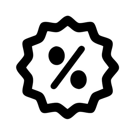 Icon of a badge with a percentage sign, representing discounts or offers.のイラスト素材
