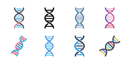 Set of DNA icons. Vector illustration. Isolated on white background.のイラスト素材