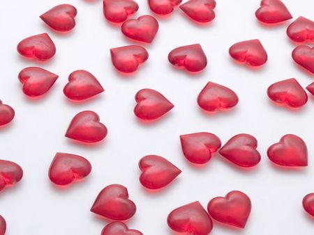 Many hearts randomly placed