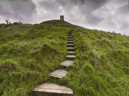 Glastonbury Tor in Somerset Englandの写真素材