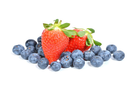 Straberries and Blueberries Isolated.の写真素材