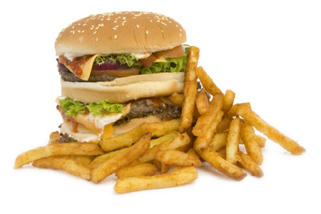 Isolated burger and friesの写真素材