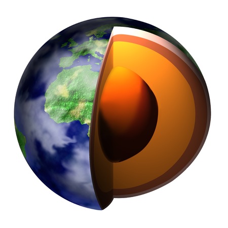 Earth cross section showing coreの写真素材