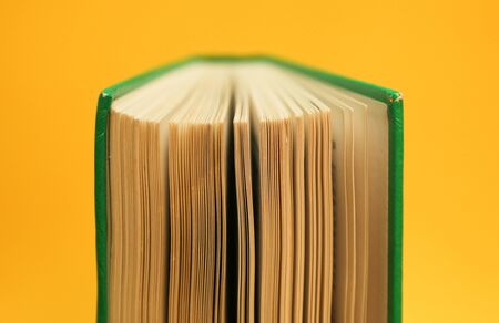 Open book with pages spread. Studying hardcover bookの写真素材