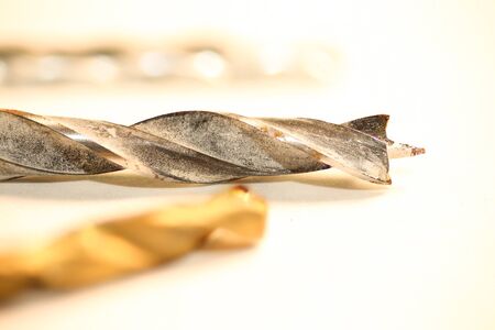 Isolated selection of drill bits. Macro drill bits.の写真素材