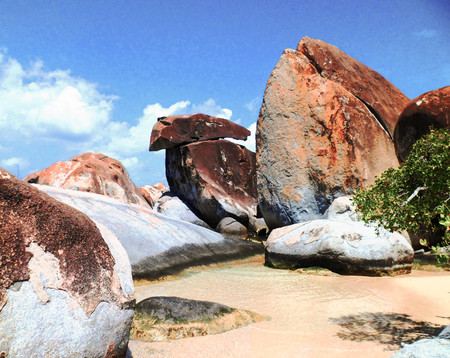 Among the rocks of British Virgin Islands, Caribbean pearlsの写真素材