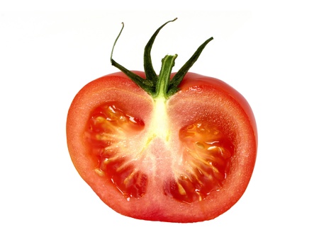 Tomato slice on white background の写真素材