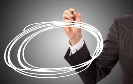 Empty scribbled circle to emphasise on glass boardの写真素材