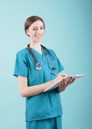 woman doctor at work in hospitalの写真素材