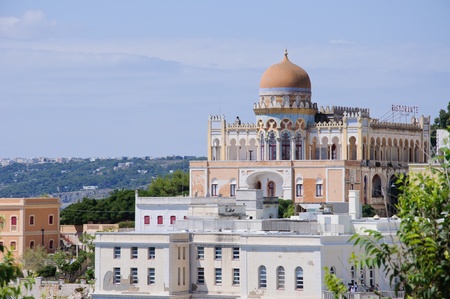 View of a eastern style villa and some white houses on the southern coast of Italy  Santa Cesarea Terme の写真素材