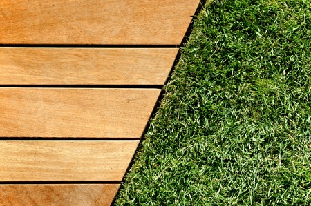 Wood and grass divided by a diagonal