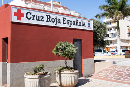 Exterior view of the Spanish Red Cross called Cruz Roja EspaÃ±ola.のeditorial素材