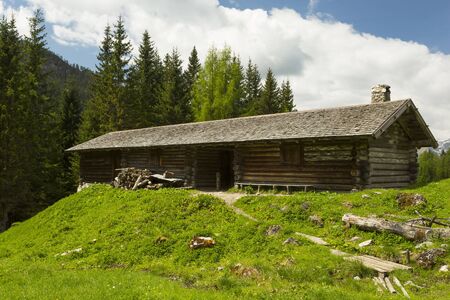 Log house in the alpsの写真素材
