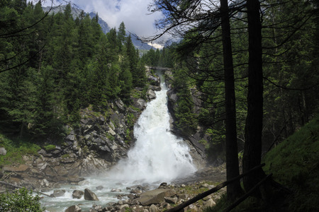 wonderful waterfall in the Adamello Brenta Natural Park, Genoa valleyの写真素材