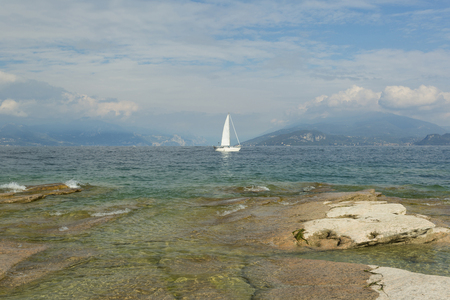 The lake of Garda in Sirmioneの写真素材