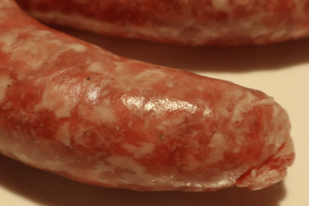 Close-up of a fresh Italian sausageの写真素材