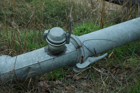 Joint of an agricultural hydraulic pipeの写真素材