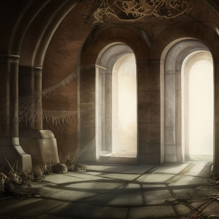 Mysterious Halloween background with an old window. AI generated Renderingの素材