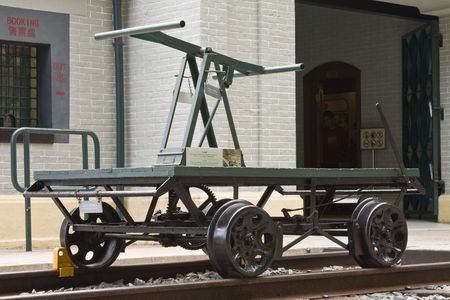 Old railway pump trolleyの写真素材