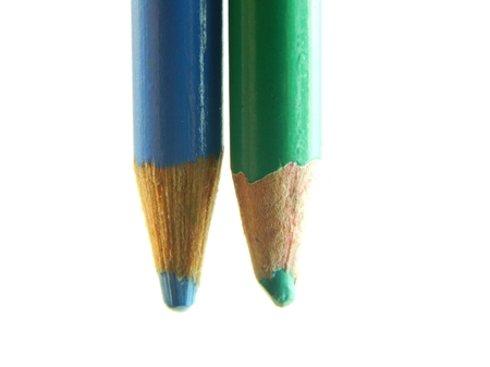 This is a picture of color pencils isolated on a white background.の写真素材