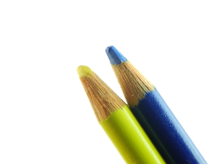 This is a picture of color pencils isolated on a white background.の写真素材