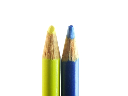 This is a picture of color pencils isolated on a white background.の写真素材