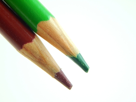 This is a picture of color pencils isolated on a white background.の写真素材