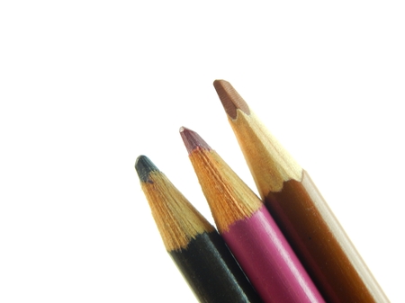 This is a picture of color pencils isolated on a white background.の写真素材