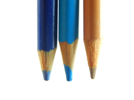 This is a picture of color pencils isolated on a white background.の写真素材
