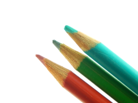 This is a picture of color pencils isolated on a white background.の写真素材