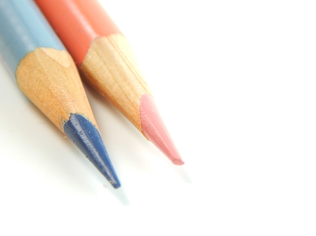 This is a picture of color pencils isolated on a white background.の写真素材