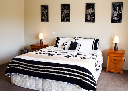 A beautiful modern bedroom interior の写真素材