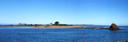A panorama ofWhakatane Harbour entrance, Bay of Plenty, New Zealandの写真素材