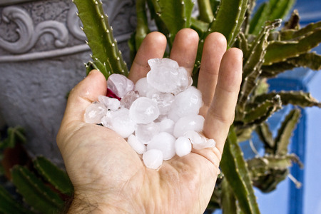 Handful of Hailstonesの写真素材