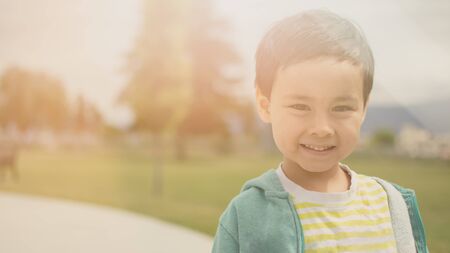 Copy Space Background of A Young Smiling Boyの写真素材