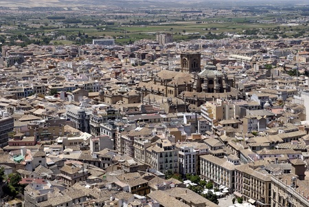 Granada, Spain - areal view of andalusian city Granada, Spain