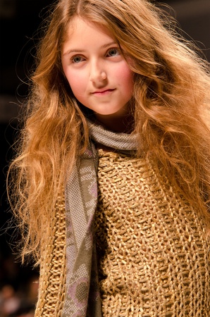  Model presenting new Custo Growing collection on catwalk at "The Brandery - Winter 2012", an international epicentre of fashion, urban art and trends. Barcelona, Spain 28th of January 2012のeditorial素材