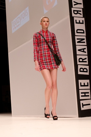 Model presenting new LAGA collection on catwalk at "The Brandery - Winter 2012", an international epicentre of fashion, urban art and trends. Barcelona, Spain 29th of January 2012のeditorial素材