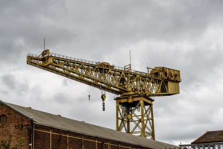 cantilever crane at the docks in Glasgow, Scotland, UKの写真素材