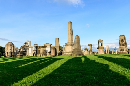 The Glasgow Necropolis, Victorian gothic cemetery, Scotland, UKの写真素材
