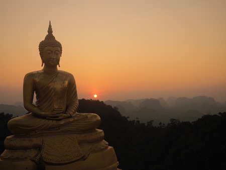 Buddha statue at the tiger cave temple in Thailandの写真素材