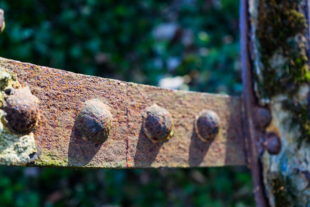 Old rusty waterwheel. Detail shot of rivetsの写真素材