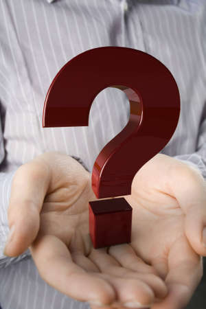 Question mark on hands.の写真素材
